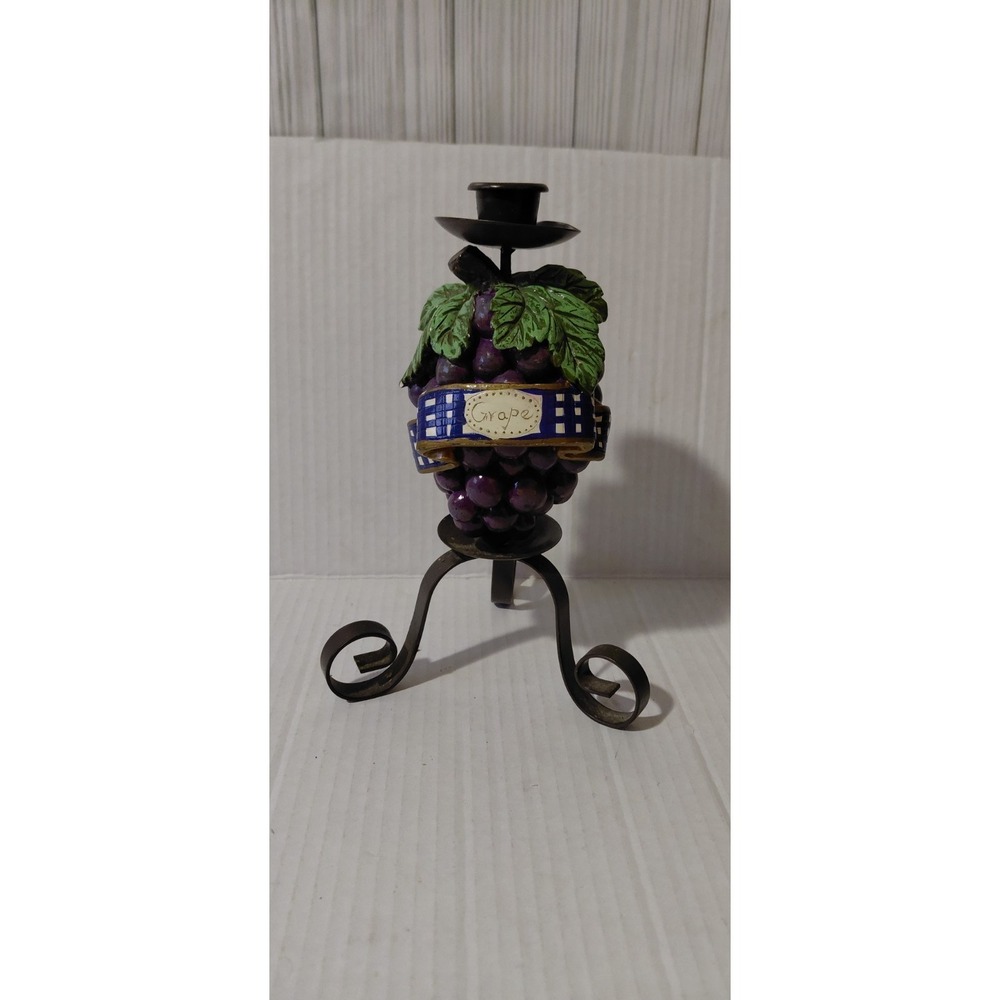 country Vineyard decor rustic Tuscan-style Vintage Grape One Candle Holder Stand